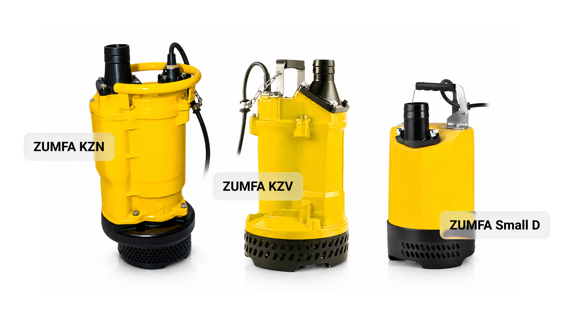 Линейки погружных насосов ZUMFA KZN, KZV и Small D для водоотлива на объектах микротоннелирования и стройплощадках